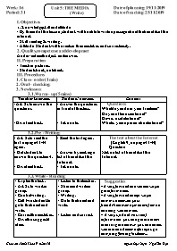 Giáo án Tiếng Anh 9 - Week 16 - Năm học 2019-
