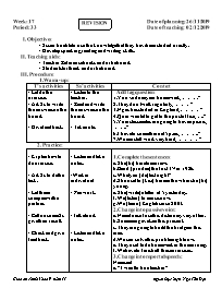 Giáo án Tiếng Anh 9 - Week 17 - Năm học 2019-