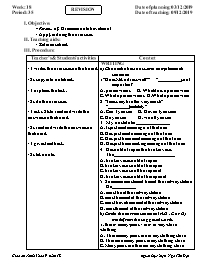 Giáo án Tiếng Anh 9 - Week 18 - Năm học 2019-2020 - Ngô Tấn Đạt