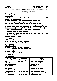Giáo án Tiếng Anh 9 - Week 19, Unit 7: Recipe