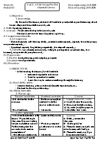 Giáo án Tiếng Anh 9 - Week 2 - Năm học 2019-2