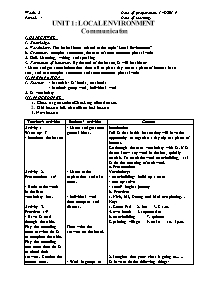 Giáo án Tiếng Anh 9 - Week 2, Unit 1: Local e