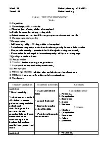 Giáo án Tiếng Anh 9 - Week 20 - Năm học 2020-