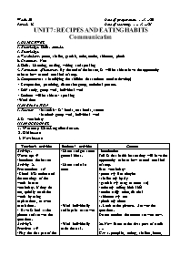 Giáo án Tiếng Anh 9 - Week 20, Unit 7: Recipe