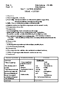 Giáo án Tiếng Anh 9 - Week 21 - Năm học 2020-