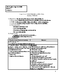 Giáo án Tiếng Anh 9 - Week 3+4 - Năm học 2020