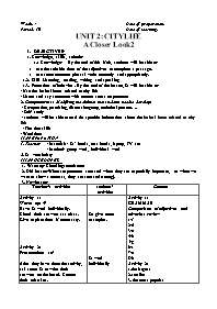 Giáo án Tiếng Anh 9 - Week 4, Unit 2: City li