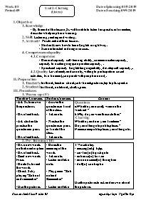 Giáo án Tiếng Anh 9 - Week 5 - Năm học 2019-2020 - Ngô Tấn Đạt