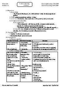 Giáo án Tiếng Anh 9 - Week 6 - Năm học 2019-2020 - Ngô Tấn Đạt