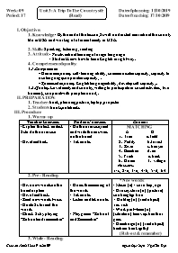 Giáo án Tiếng Anh 9 - Week 9 - Năm học 2019-2