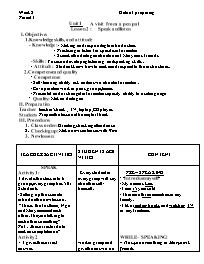 Giáo án Tiếng Anh Lớp 9 - Week 2, Unit 1: A v