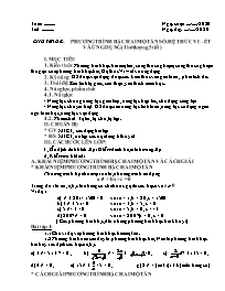 Giáo án Toán 9 - Chuyên đề: Phương trình bậc 
