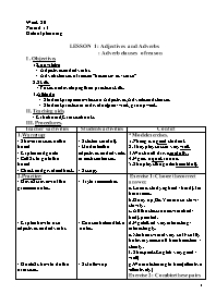 Giáo án Tự chọn Tiếng Anh 9 học kì I - Week 2