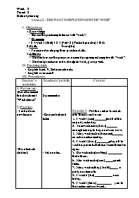 Giáo án Tự chọn Tiếng Anh 9 - Period 2, Lesso