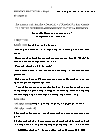 Kế hoạch bài dạy Lịch sử 9 - Tuần 1 - Năm học