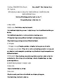 Kế hoạch bài dạy Lịch sử 9 - Tuần 13 - Năm họ