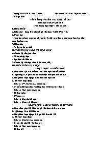 Kế hoạch bài dạy Lịch sử 9 - Tuần 16 - Năm họ