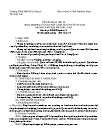 Kế hoạch bài dạy Lịch sử 9 - Tuần 19+20 - Năm