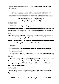 Kế hoạch bài dạy Lịch sử 9 - Tuần 2 - Năm học