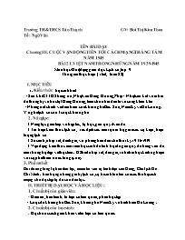 Kế hoạch bài dạy Lịch sử 9 - Tuần 22+23 - Năm