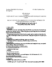 Kế hoạch bài dạy Lịch sử 9 - Tuần 24 - Năm họ