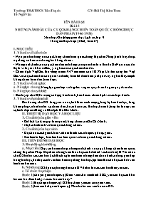 Kế hoạch bài dạy Lịch sử 9 - Tuần 25 - Năm họ