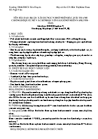 Kế hoạch bài dạy Lịch sử 9 - Tuần 29+30 - Năm