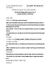 Kế hoạch bài dạy Lịch sử 9 - Tuần 6 - Năm học