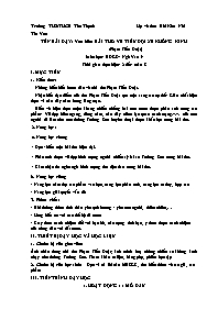 Kế hoạch bài dạy Ngữ văn 9 - Tuần 8 - Năm học