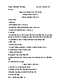 Kế hoạch bài dạy Ngữ văn 9 - Tuần 9 - Năm học