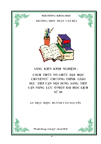 Sáng kiến kinh nghiệm Cách tổ chức dạy học ch