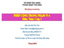 Bài giảng Toán 1 - Phép cộng trong phạm vi 6
