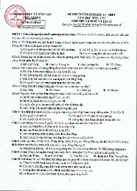 Đề thi tuyển sinh Lớp 10 THPT môn Lịch sử và 