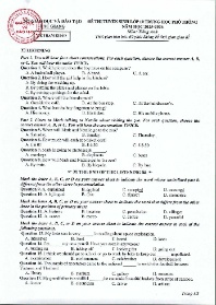 Đề thi tuyển sinh Lớp 10 THPT môn Tiếng anh -