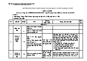 Hướng dẫn thực hiện nội dung dạy học môn Lịch
